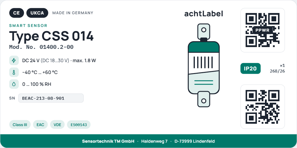 Dashboard der Labelsoftware